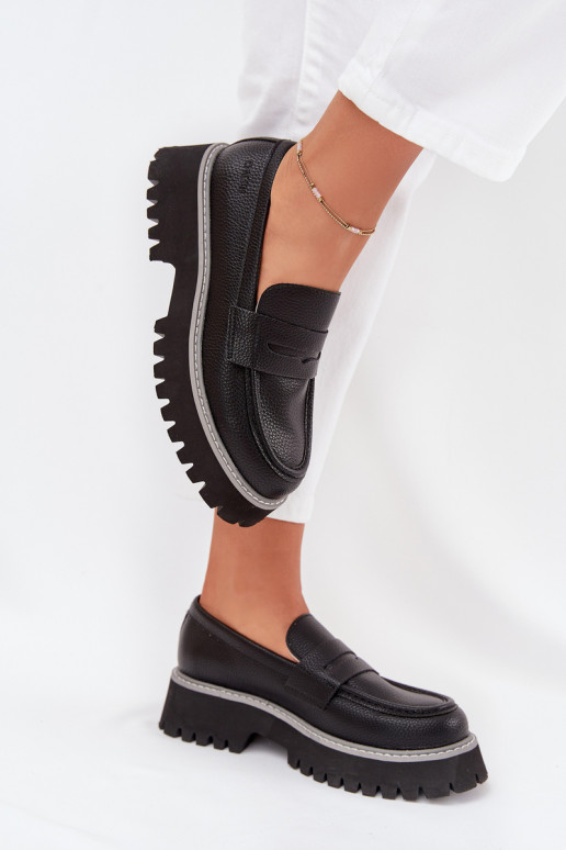 Women's Platform And Flat Heeled Moccasins Big Star NN274049 Black