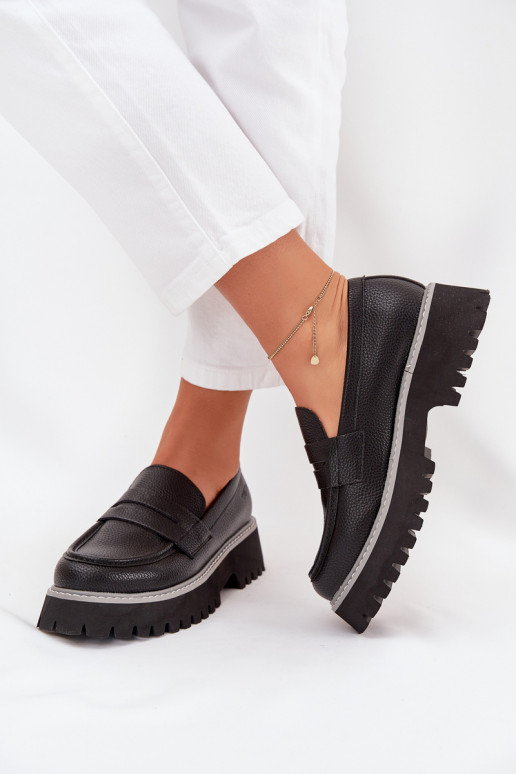 Women's Platform And Flat Heeled Moccasins Big Star NN274049 Black