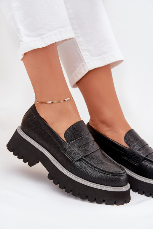 Women's Platform And Flat Heeled Moccasins Big Star NN274049 Black