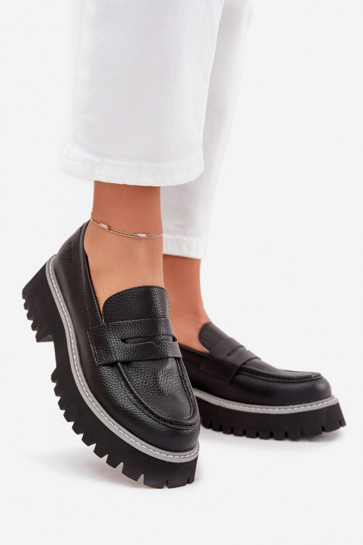 Women's Platform And Flat Heeled Moccasins Big Star NN274049 Black