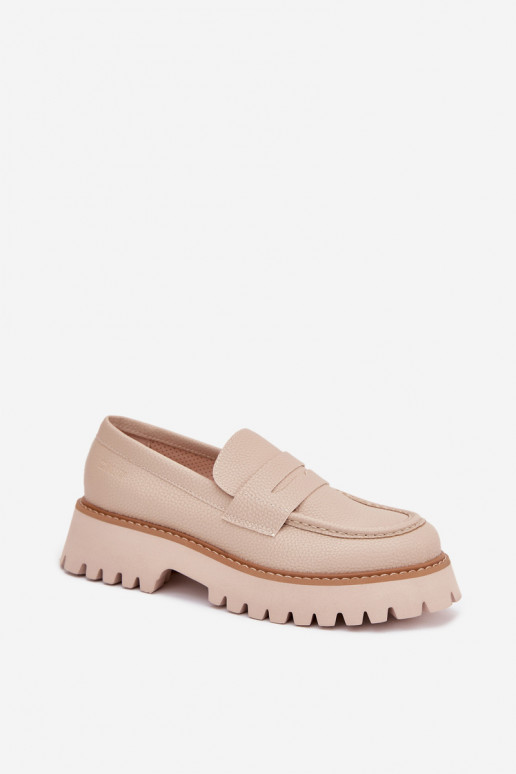 Ladies Moccasins On Platform And Flat Heel Big Star NN274050 Beige