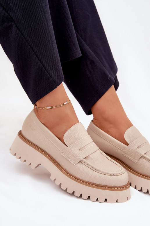 Ladies Moccasins On Platform And Flat Heel Big Star NN274050 Beige