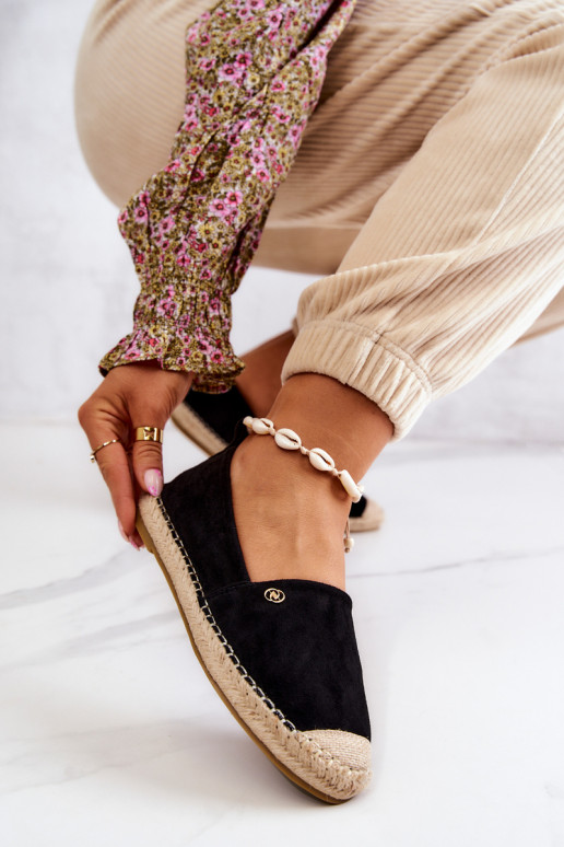Damskie Zamszowe Espadryle Czarne Joaquin