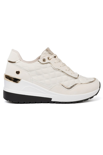 beige Sneakers z połyskującymi goldenmi akcentami 2