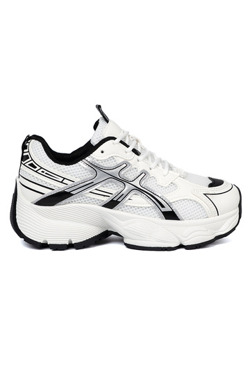 Biało-czarne wygodne sneakersy z siatką 2