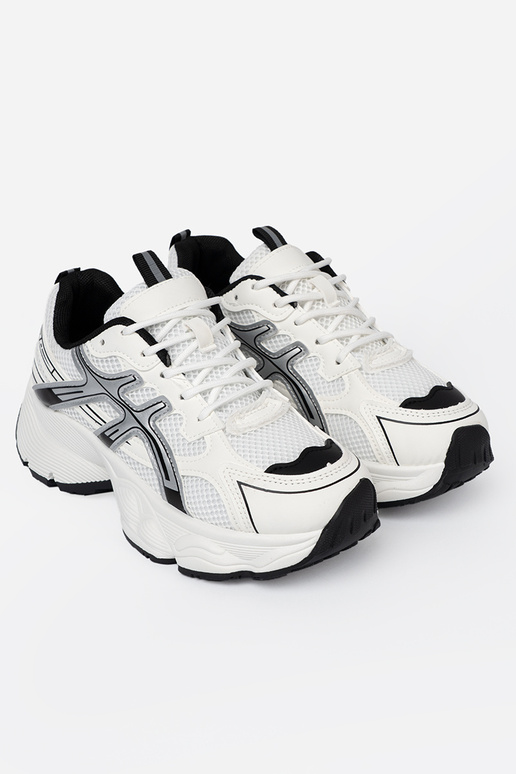 Biało-czarne wygodne sneakersy z siatką