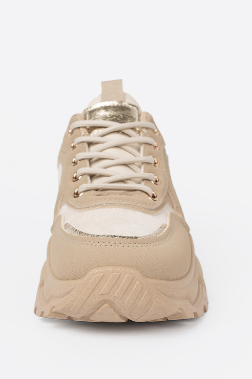 beige Sneakers z ozdobnym goldenm heartm
