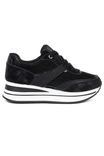 Nowoczesne czarne sneakersy z połyskującymi wstawkami 2