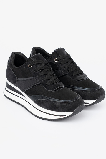 Nowoczesne czarne sneakersy z połyskującymi wstawkami