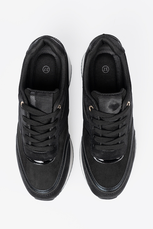 Nowoczesne czarne sneakersy z połyskującymi wstawkami