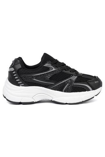 Czarne sneakersy z siateczką i białą podeszwą 2