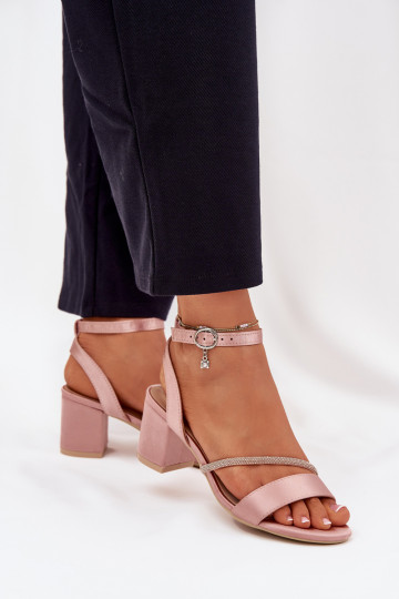 Ladies Sandals On Heel With Zirconia Vinceza 20268 Pink 2