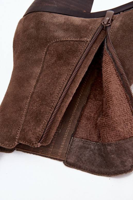 Women's Suede Ankle Boots With Heel Insulated Khaki Arelia Women's Suede Ankle Boots With Heel Insulated Khaki Arelia