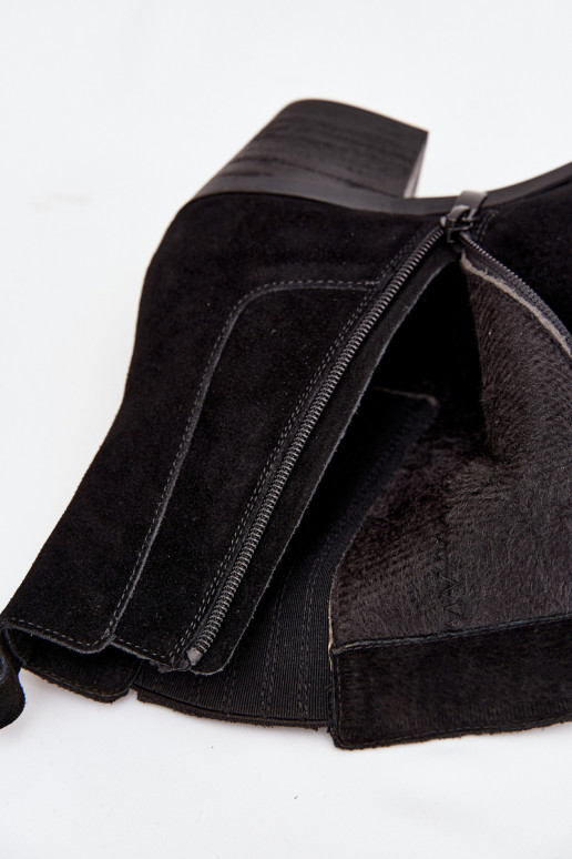 Women's Suede Ankle Boots With Heel Insulated Black Arelia Women's Suede Ankle Boots With Heel Insulated Black Arelia