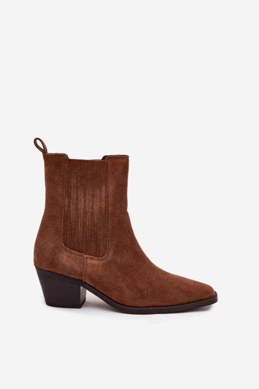 Suede Women's Ankle Boots On Heels Insulated Camel Arelia