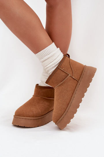 Women's Snow Boots On Platform Insulated With Fur Camel Vesirae 2