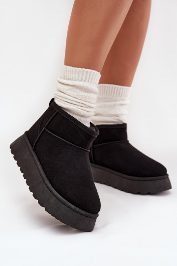 Women's Snow Boots On Platform Insulated With Fur Black Vesirae 2