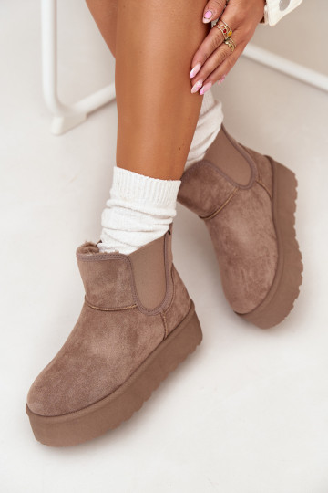 Ladies Snow Boots With Elastic Insert Khaki Kiora