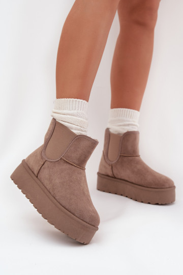 Ladies Snow Boots With Elastic Insert Khaki Kiora 2