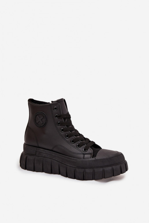 Insulated High Women's Sneakers On Platform Zipper Black Sarira