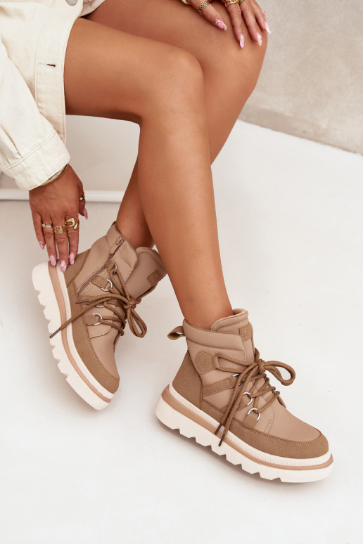 Damskie Botki Trapery Na Platformie Camel Liorae Damskie Botki Trapery Na Platformie Camel Liorae