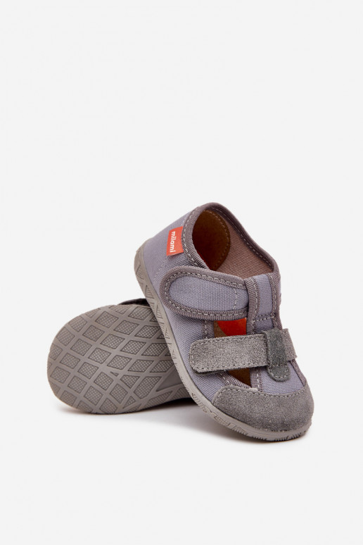 Children's slippers Milami with Velcro gray Reathiana
