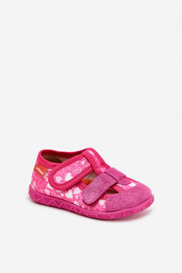 Slippers Milami Children's With Velcro In Hearts Pink Reathiana