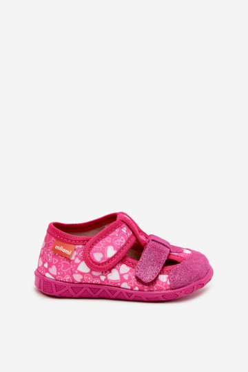 Slippers Milami Children's With Velcro In Hearts Pink Reathiana 2