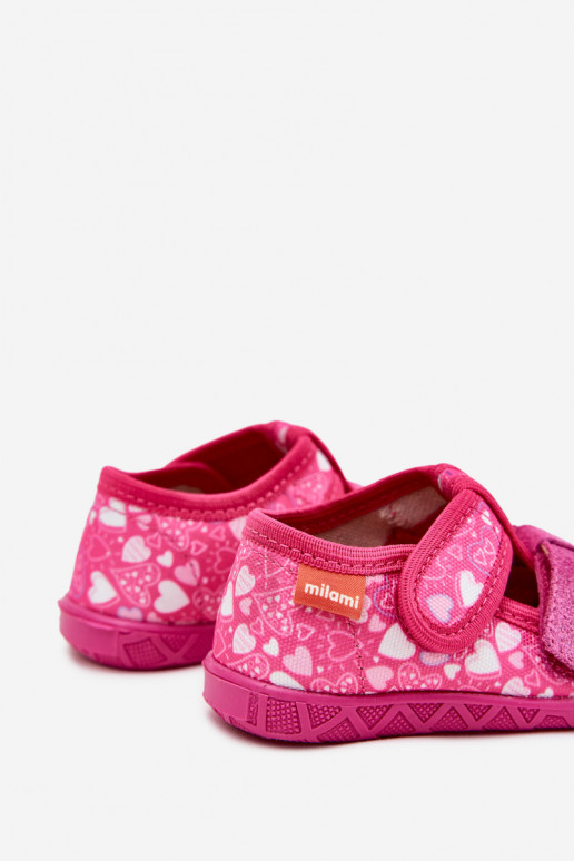 Slippers Milami Children's With Velcro In Hearts Pink Reathiana