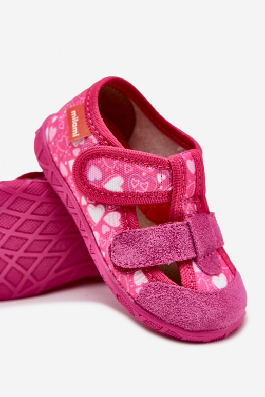 Slippers Milami Children's With Velcro In Hearts Pink Reathiana