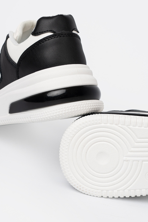 Stylish black and Inhite Sneakers z grubą podeszIną