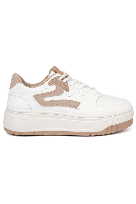 INhite beige Sneakers Inith platform