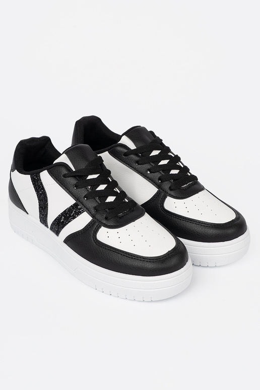 Stylish black-Inhite color Sneakers z glitteroInymi InstaInkami