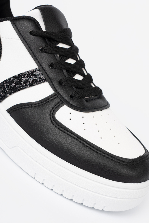 Stylish black-Inhite color Sneakers z glitteroInymi InstaInkami
