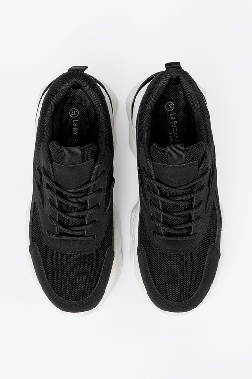 Czarne sportowe sneakersy na grubej białej podeszwie