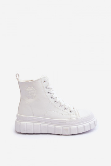 Leather Quilted Lace-up Sneakers Big Star MM274624 White 2