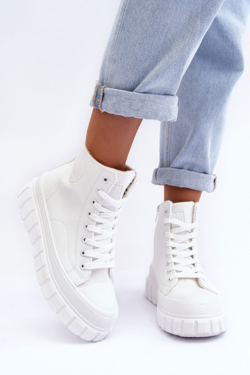 Leather Quilted Lace-up Sneakers Big Star MM274624 White