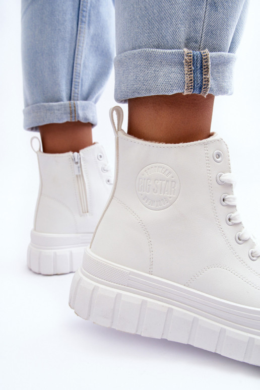 Leather Quilted Lace-up Sneakers Big Star MM274624 White