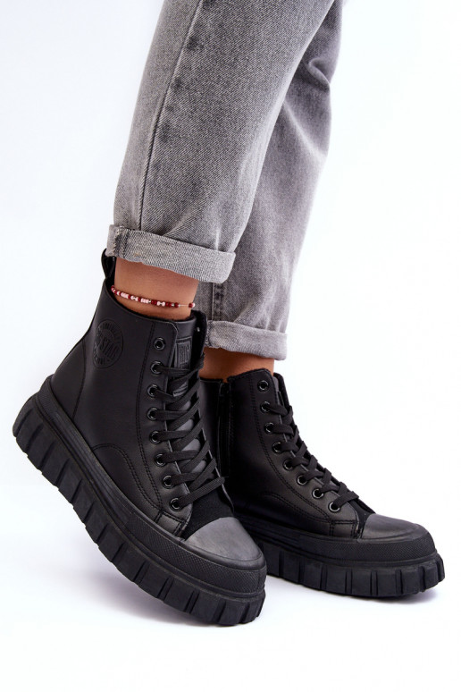 Leather Lined Zip-Up Sneakers Big Star MM274625 Black Leather Lined Zip-Up Sneakers Big Star MM274625 Black