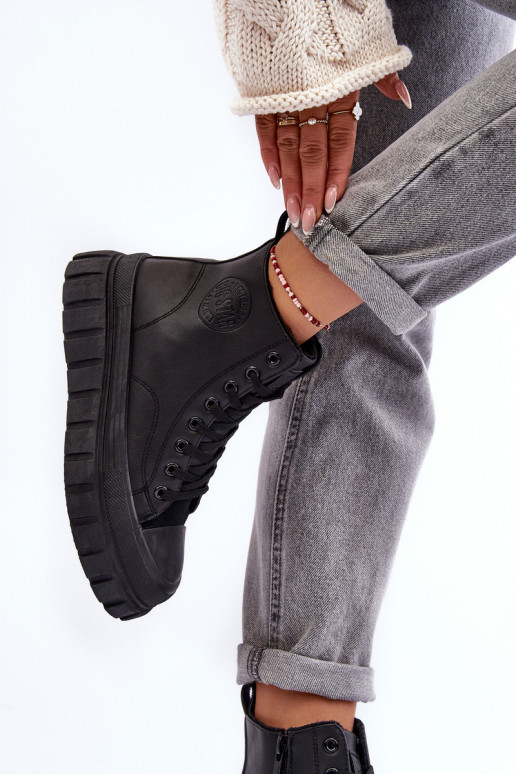 Leather Lined Zip-Up Sneakers Big Star MM274625 Black Leather Lined Zip-Up Sneakers Big Star MM274625 Black