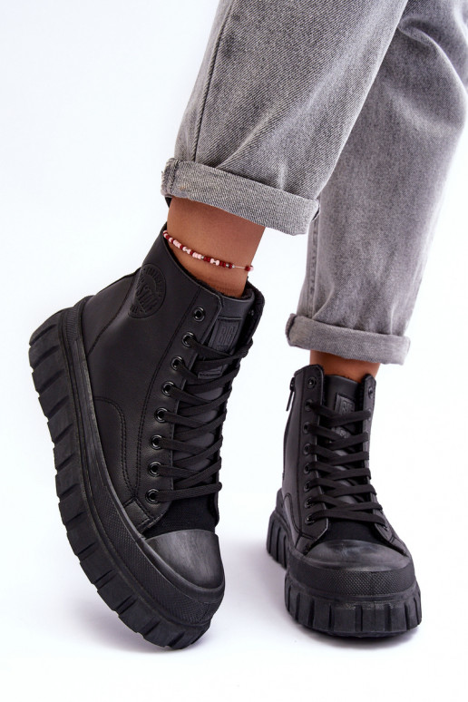 Leather Lined Zip-Up Sneakers Big Star MM274625 Black Leather Lined Zip-Up Sneakers Big Star MM274625 Black