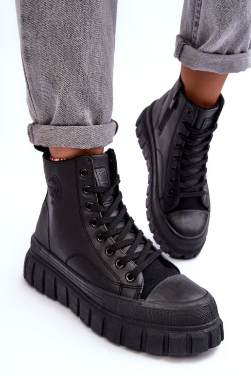 Leather Lined Zip-Up Sneakers Big Star MM274625 Black Leather Lined Zip-Up Sneakers Big Star MM274625 Black