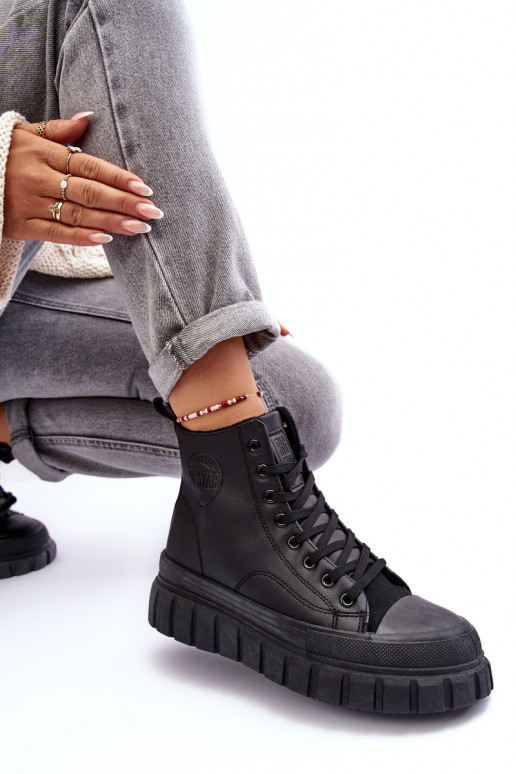 Leather Lined Zip-Up Sneakers Big Star MM274625 Black Leather Lined Zip-Up Sneakers Big Star MM274625 Black