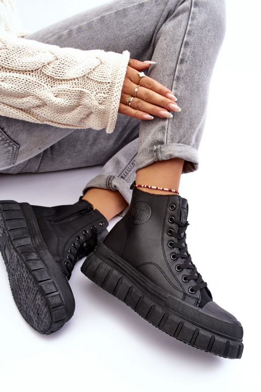 Leather Lined Zip-Up Sneakers Big Star MM274625 Black Leather Lined Zip-Up Sneakers Big Star MM274625 Black