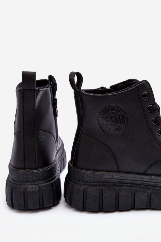 Ocieplane Skórzane Trampki Na Zamek Big Star MM274625 Czarne