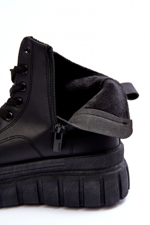 Ocieplane Skórzane Trampki Na Zamek Big Star MM274625 Czarne