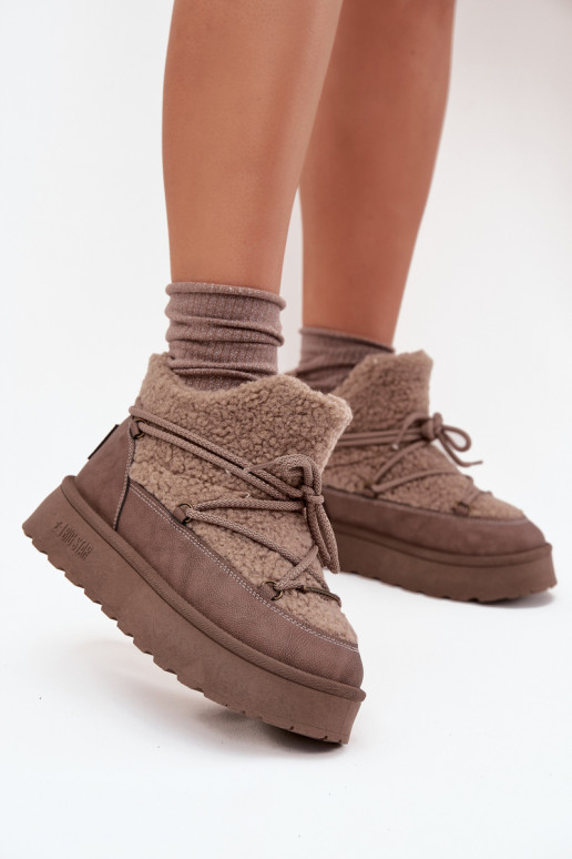 Womens Snow Boots On Platform With Faux Fur SS274112 Brown Womens Snow Boots On Platform With Faux Fur SS274112 Brown