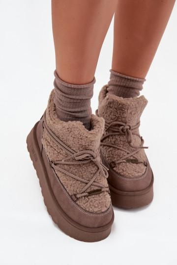 Womens Snow Boots On Platform With Faux Fur SS274112 Brown 2