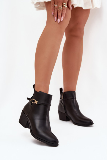 Women's Ankle Boots With Zip With Strap And Gold Detail Black Zelinae 2