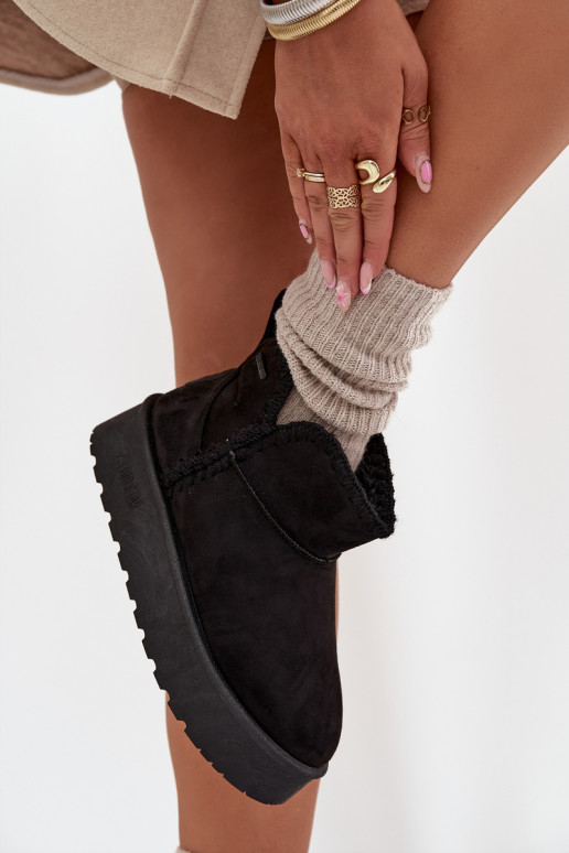 Śniegowce Damskie Na PlatformiewithPrzeszyciami Big Star SS274128 Czarne